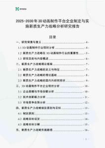 2025-2030年3D動畫制作平臺企業制定與實施新質生產力戰略分析研究報告