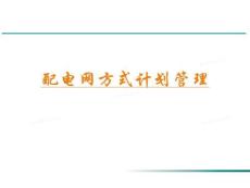 配電網方式計劃管理