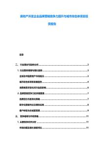 房地產開發企業品牌營銷競爭力提升與城市綜合體項目投資報告