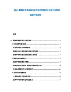 2025韓國半導(dǎo)體設(shè)備行業(yè)市場供給需求分析及行業(yè)投資發(fā)展評估指南
