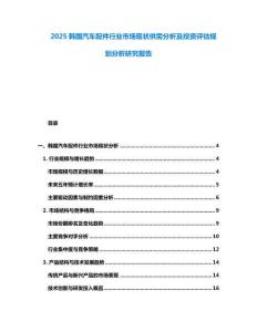 2025韓國汽車配件行業(yè)市場現(xiàn)狀供需分析及投資評估規(guī)劃分析研究報(bào)告