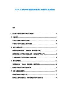 2025汽車后市場零售服務(wù)標準化與連鎖化發(fā)展報告