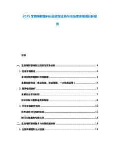 2025生物降解塑料行業(yè)政策支持與市場需求預測分析報告