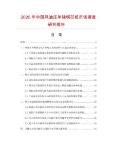 2025年中國風油壓單軸銅芯機市場調查研究報告