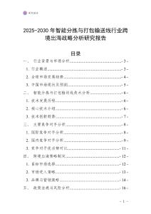 2025-2030年智能分揀與打包輸送線行業(yè)跨境出海戰(zhàn)略分析研究報(bào)告