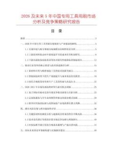 2026及未来5年中国专用工具用刷市场分析及竞争策略研究报告