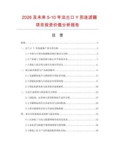 2026及未來5-10年法蘭口Y形連濾器項目投資價值分析報告