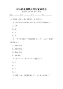 初中數學解題技巧與策略試卷