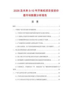 2026及未來5-10年開煉機項目投資價值市場數據分析報告