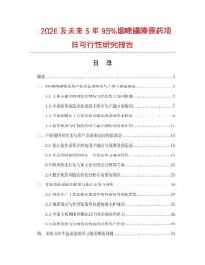 2026及未來5年95%煙嘧磺隆原藥項目可行性研究報告