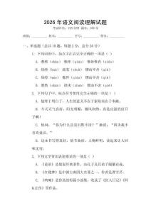 2026年语文阅读理解试题