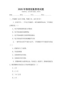 2026年物理現象原理試題