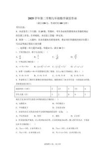 上海東校2025-2026學年九年級下學期4月學情自測數學試卷【有答案解析】