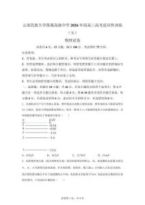 云南民族高級2026屆高三高考適應性訓練（五）物理試題【附答案詳解】