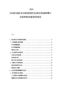 2025-2030防災減災業市場深度剖析及自然災害監測預警與應急管理體系建設研究報告