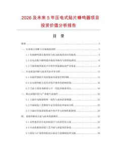 2026及未來5年壓電式貼片蜂鳴器項(xiàng)目投資價(jià)值分析報(bào)告