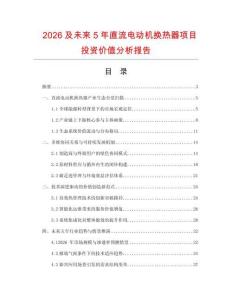 2026及未來5年直流電動機換熱器項目投資價值分析報告
