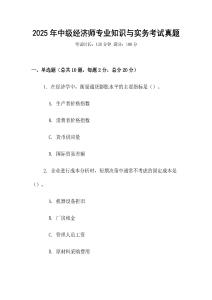 2025年中级经济师专业知识与实务考试真题