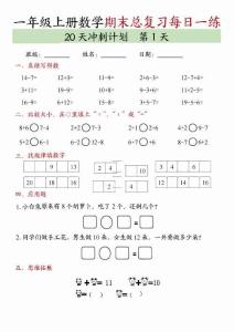 新一年級(jí)上冊(cè)數(shù)學(xué)期末總復(fù)習(xí)每日一練_20天沖刺計(jì)劃下載