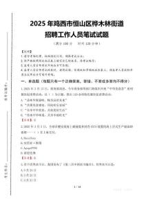 2025年雞西市恒山區樺木林街道招聘考試真題