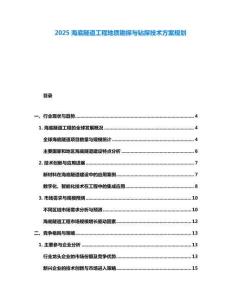 2025海底隧道工程地質(zhì)勘探與鉆探技術(shù)方案規(guī)劃