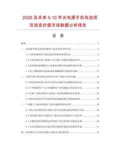 2026及未来5-10年光电源手机电池项目投资价值市场数据分析报告