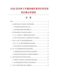 2026及未来5年基站维护测试仪项目投资价值分析报告
