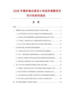 2026年模擬輸出直流小電流傳感器項目可行性研究報告