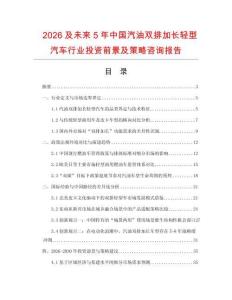 2026及未來5年中國(guó)汽油雙排加長(zhǎng)輕型汽車行業(yè)投資前景及策略咨詢報(bào)告