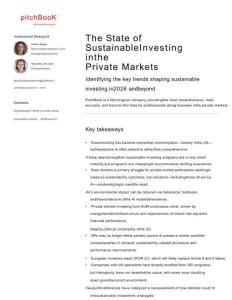 PitchBook分析師筆記：私人市場的可持續投資狀況 The State of Sustainable Investing in the Private Markets 2026