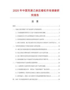 2025年中國雙速乙炔壓縮機市場調查研究報告