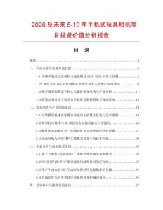 2026及未來5-10年手機式玩具相機項目投資價值分析報告
