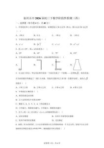 福建泉州2025-2026学年九年级下学期数学阶段性检测（四）【含答案】