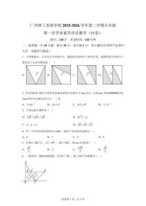 广东广州理工2025-2026学年第二学期九年级次学业素养评估 数学（问卷）【含答案】
