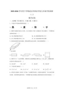湖北武汉外国语2025-2026学年下学期九年级学情调研（三）数学试卷【含答案】