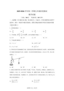江苏连云港市新海初级2025-2026学年下学期九年级阶段测试数学试题【含答案】