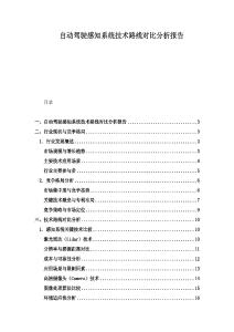 自動駕駛感知系統技術路線對比分析報告