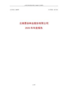 景谷林業(yè)（600265）：2025年年度報告