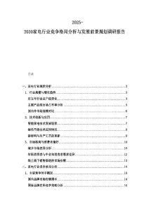 2025-2030家電行業競爭格局分析與發展前景規劃調研報告