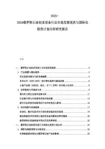 2025-2030俄羅斯石油鉆采設備行業市場發展現狀與國際化投資計劃分析研究報告