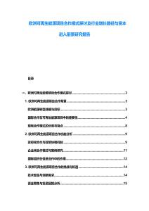 歐洲可再生能源項目合作模式探討及行業增長路徑與資本進入前景研究報告