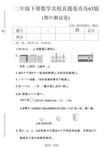 二年级下数学期中名校真题卷《青岛63版》