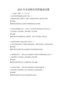 2025年企業財務預算編制試題