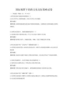 国际视野下的跨文化交际策略试卷