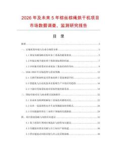 2026年及未來5年棕絲棕繩烘干機項目市場數據調查、監測研究報告