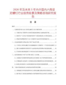 2026年及未來(lái)5年內(nèi)中國(guó)內(nèi)六角堅(jiān)定螺釘行業(yè)投資前景及策略咨詢(xún)研究報(bào)告