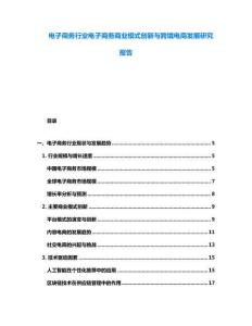 電子商務行業電子商務商業模式創新與跨境電商發展研究報告