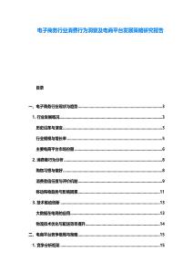 電子商務行業消費行為洞察及電商平臺發展策略研究報告
