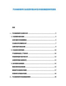 汽車維修保養(yǎng)行業(yè)投資環(huán)境分析及市場發(fā)展趨勢研究報告