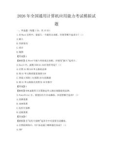 2026年全国通用计算机应用能力考试模拟试题
